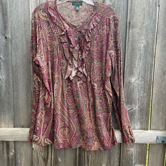 Ralph Lauren Tops - Paisley Ruffle Blouse